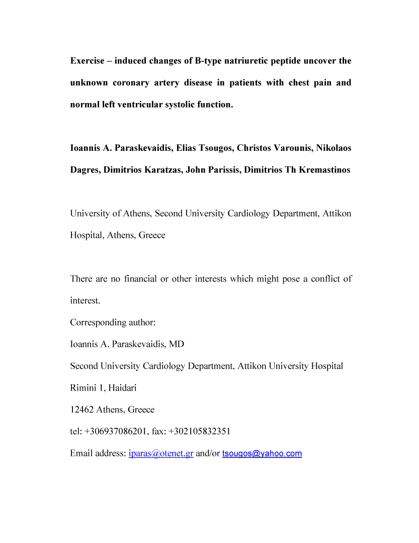 Exercise – induced changes of B-type natriuretic peptide