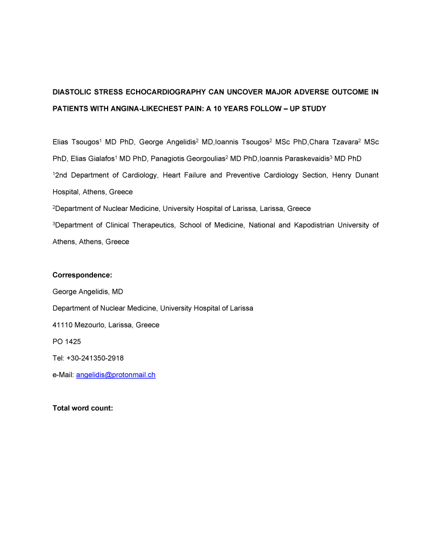 Diastolic Stress Echocardiography