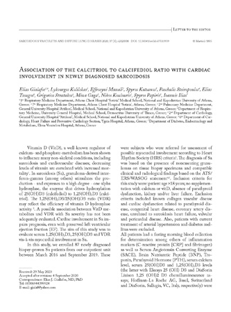 Association of the calcitriol to calcifediol ratio with cardiac involvement in newly diagnosed sarcoidosis