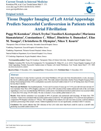 Tissue Doppler Imaging of Left Atrial Appendage