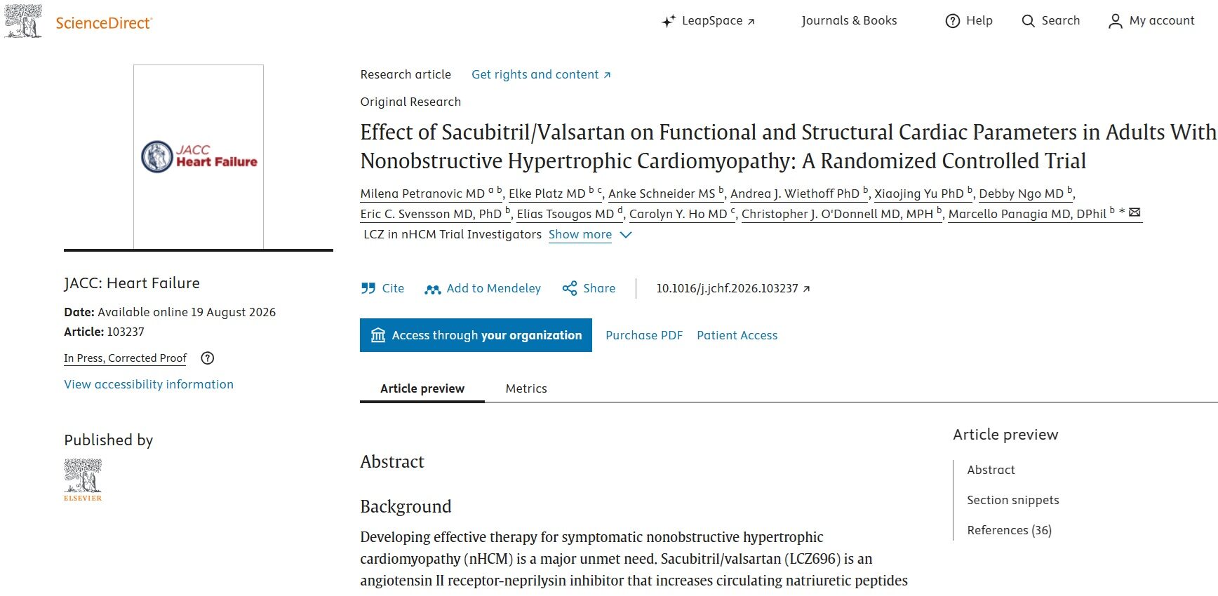 Effect of Sacubitril/Valsartan on Functional and Structural Cardiac Parameters in Adults With Nonobstructive Hypertrophic Cardiomyopathy: A Randomized Controlled Trial